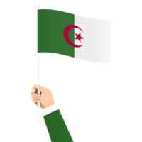 Hand Holding Algeria National Flag Isolated Transparent Simple Illustration png