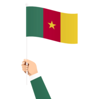 hand innehav cameroon nationell flagga isolerat transparent enkel illustration png