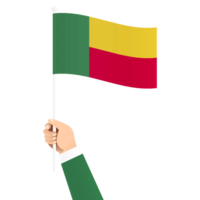 Hand halten Benin National Flagge isoliert transparent einfach Illustration png