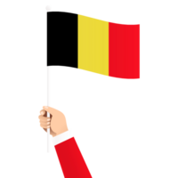 main en portant Belgique nationale drapeau isolé transparent Facile illustration png