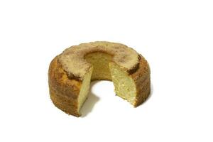 Yoghurt sponge cake, isolated on white background. Pastry concept. photo