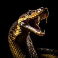 de cerca retrato de cobra serpiente, generativo ai foto