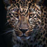 close up portrait of leopard. generative ai photo