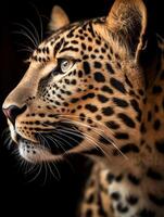 close up portrait of leopard. generative ai photo