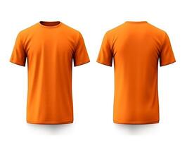 llanura naranja camiseta Bosquejo diseño. frente y espalda vista. generativo ai foto