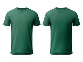 llanura verde camiseta Bosquejo diseño. frente y espalda vista. generativo ai foto