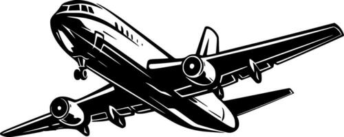 Plane, Black and White Vector illustration