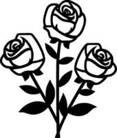 Roses - Black and White Isolated Icon - Vector illustration