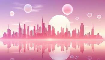 Ethereal Nature Scenes 3D Skyline Amidst Pastel Beauty AI generated photo