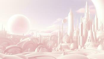 Ethereal Nature Scenes 3D Skyline Amidst Pastel Beauty AI generated photo