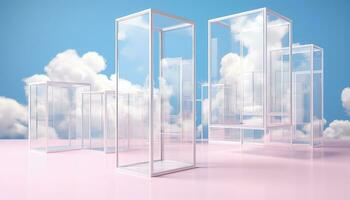 Ethereal Nature Scenes 3D Skyline Amidst Pastel Beauty AI generated photo