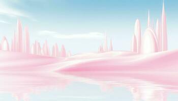 Ethereal Nature Scenes 3D Skyline Amidst Pastel Beauty AI generated photo