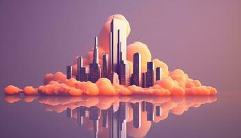 Ethereal Nature Scenes 3D Skyline Amidst Pastel Beauty AI generated photo