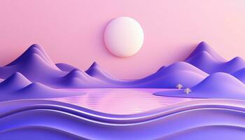 Ethereal Nature Scenes 3D Skyline Amidst Pastel Beauty AI generated photo