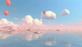 Ethereal Nature Scenes 3D Skyline Amidst Pastel Beauty AI generated photo