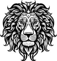 Lion, Black and White Vector illustration