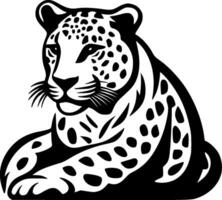 leopardo - negro y blanco aislado icono - vector ilustración