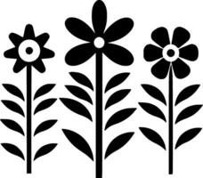 Flowers, Black and White Vector illustration