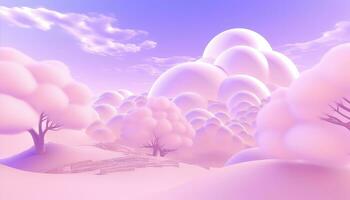 Mirror Rooms of Nature 3D Floating Skyline and Pastel Landscape AI generated photo