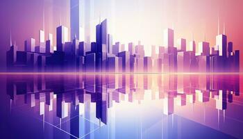 3D Skyline in Ethereal Geometry Light White and Magenta Hues AI generated photo