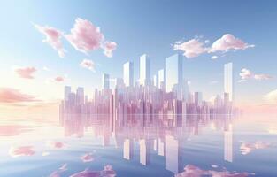 Mirror Rooms of Nature 3D Floating Skyline and Pastel Landscape AI generated photo