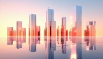 Mirror Rooms of Nature 3D Floating Skyline and Pastel Landscape AI generated photo