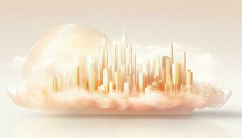 Mirror Rooms of Nature 3D Floating Skyline and Pastel Landscape AI generated photo