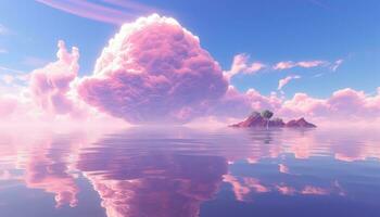 3D Skyline in Ethereal Geometry Light White and Magenta Hues AI generated photo