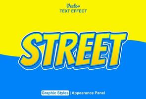 Street text effect with fun yellow style and editable vector