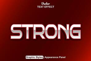 Strong text effect with red futuristic style and editable vector