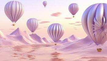 Light Magenta and Pastel Skyline in Ethereal Geometry AI generated photo