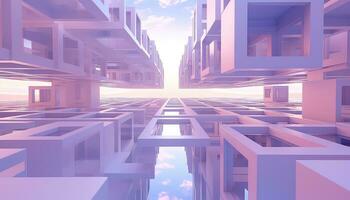 Light Magenta and Pastel Skyline in Ethereal Geometry AI generated photo