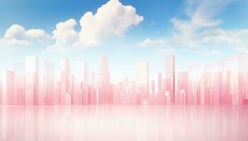 Light Magenta and Pastel Skyline in Ethereal Geometry AI generated photo