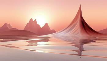 Light Magenta and Pastel Skyline in Ethereal Geometry AI generated photo