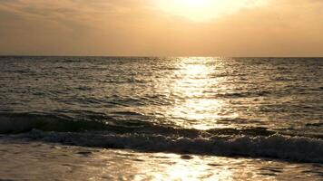 mare a il Alba con sole raggi riflessione nel il acqua. lento movimento metraggio video