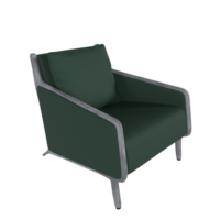 a green chair with a silver frame and a dark green cushion png