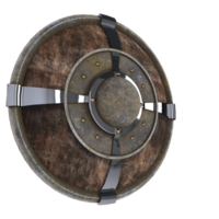 a shield with a metal frame and a wooden handle png