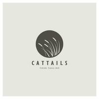 cattails or river reed grass plant logo design, aquatic plants, swamp, wild grass vector