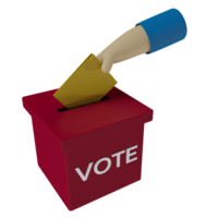 3d hacer icono de mano poniendo votación papel dentro votación caja. concepto ilustración de regional o estado cabeza elecciones. gobierno png