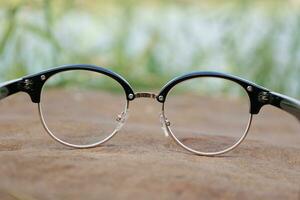 Glasses, eye glasses on blur background photo