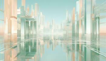 Floating in the Air Ethereal Nature and 3D Pastel Skyline AI generated photo