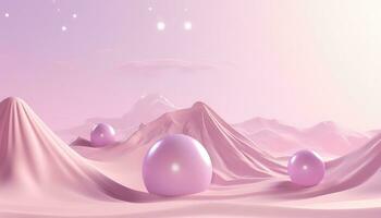 Floating in the Air Ethereal Nature and 3D Pastel Skyline AI generated photo