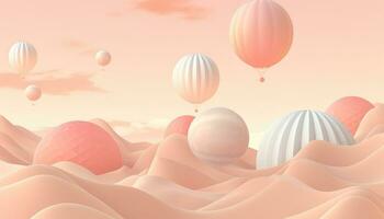 Floating in the Air Ethereal Nature and 3D Pastel Skyline AI generated photo