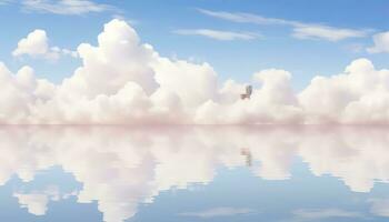 Floating in the Air Ethereal Nature and 3D Pastel Skyline AI generated photo