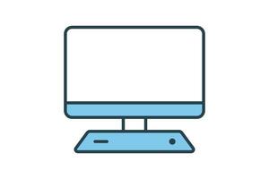 monitor display icon. icon related to device, computer technology. Flat line icon style. Simple vector design editable