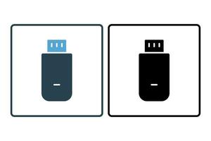 usb icon. icon related to device, computer technology. solid icon style. simple vector design editable