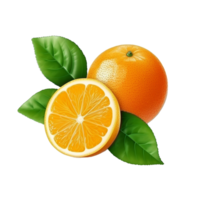 AI Generative orange with leaves  on transparent background   AI generative png