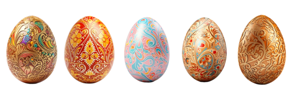 AI Generative set of Easter eggs on transparent background  AI generative png