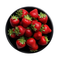 AI Generative Strawberries in bowl on transparent background, AI generative png