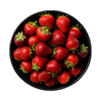 AI Generative Strawberries in bowl on transparent background, AI generative png